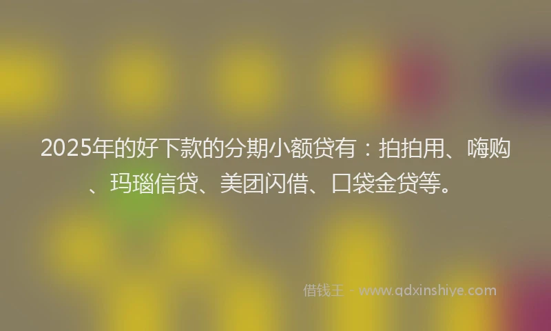2025年的好下款的分期小额贷有：拍拍用、嗨购、玛瑙信贷、美团闪借、口袋金贷等。