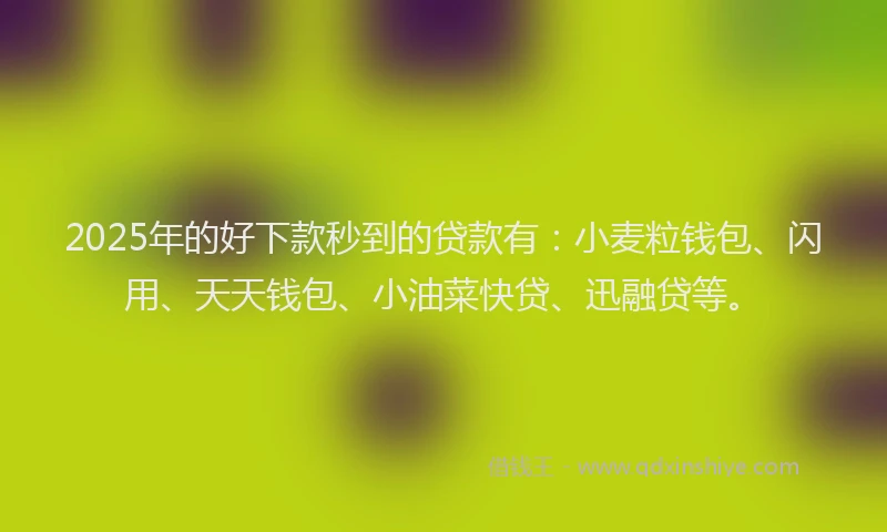 2025年的好下款秒到的贷款有：小麦粒钱包、闪用、天天钱包、小油菜快贷、迅融贷等。