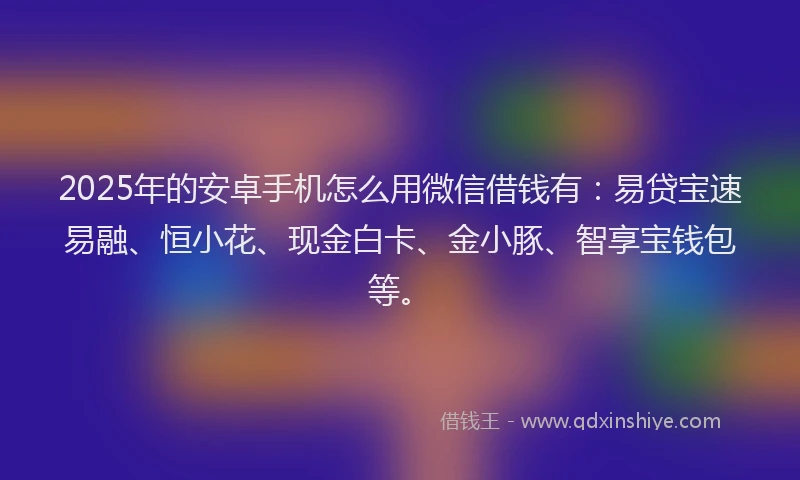 2025年的安卓手机怎么用微信借钱有：易贷宝速易融、恒小花、现金白卡、金小豚、智享宝钱包等。