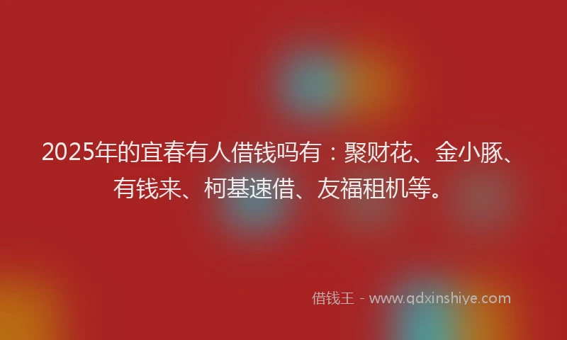 2025年的宜春有人借钱吗有：聚财花、金小豚、有钱来、柯基速借、友福租机等。