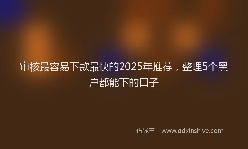审核最容易下款最快的2025年推荐，整理5个黑户都能下的口子