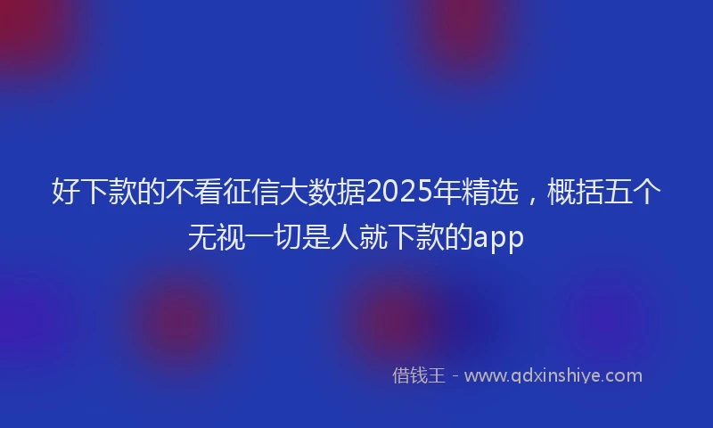好下款的不看征信大数据2025年精选，概括五个无视一切是人就下款的app