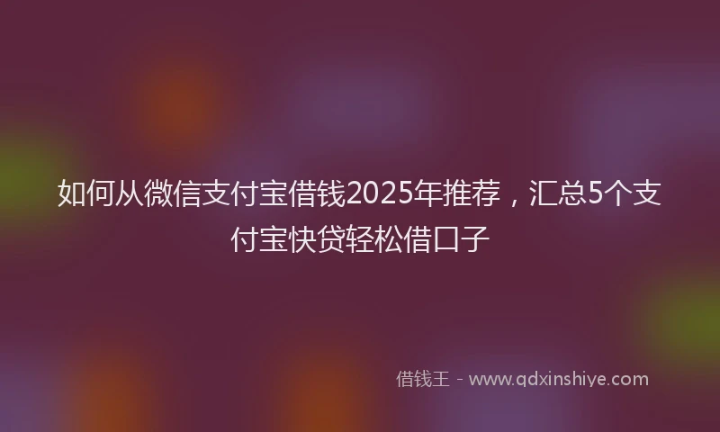 如何从微信支付宝借钱2025年推荐，汇总5个支付宝快贷轻松借口子