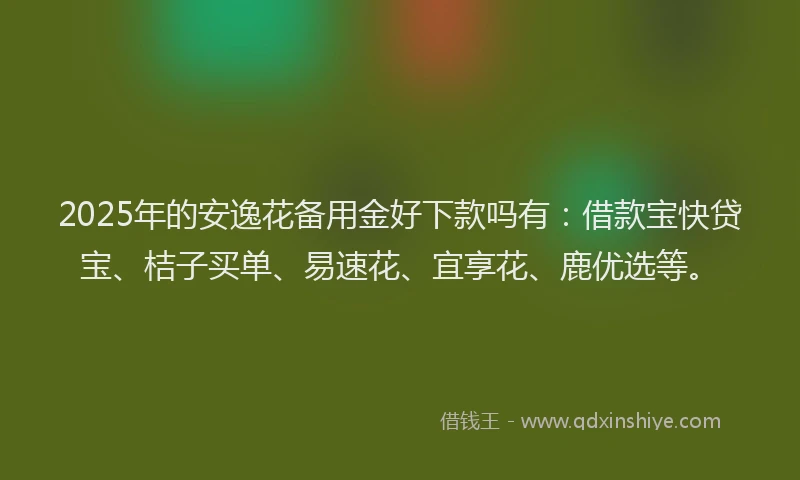 2025年的安逸花备用金好下款吗有：借款宝快贷宝、桔子买单、易速花、宜享花、鹿优选等。