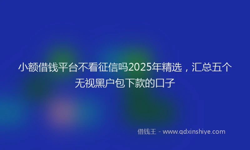 小额借钱平台不看征信吗2025年精选，汇总五个无视黑户包下款的口子