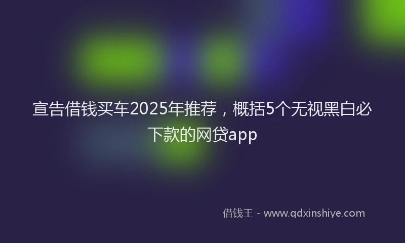 宣告借钱买车2025年推荐，概括5个无视黑白必下款的网贷app
