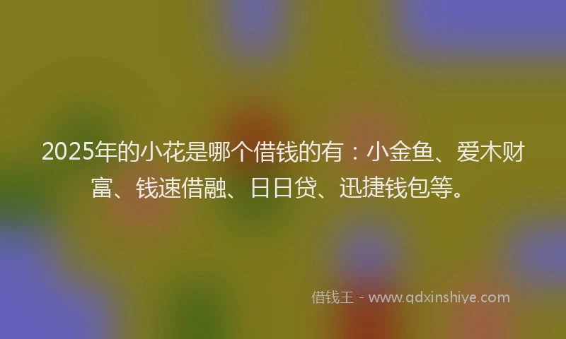 2025年的小花是哪个借钱的有：小金鱼、爱木财富、钱速借融、日日贷、迅捷钱包等。