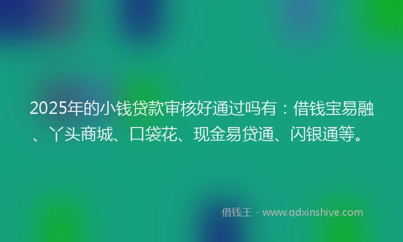 2025年的小钱贷款审核好通过吗有：借钱宝易融、丫头商城、口袋花、现金易贷通、闪银通等。