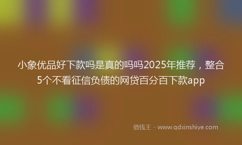 小象优品好下款吗是真的吗吗2025年推荐，整合5个不看征信负债的网贷百分百下款app