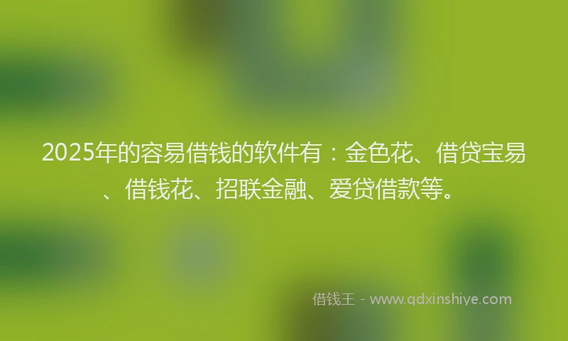 2025年的容易借钱的软件有：金色花、借贷宝易、借钱花、招联金融、爱贷借款等。