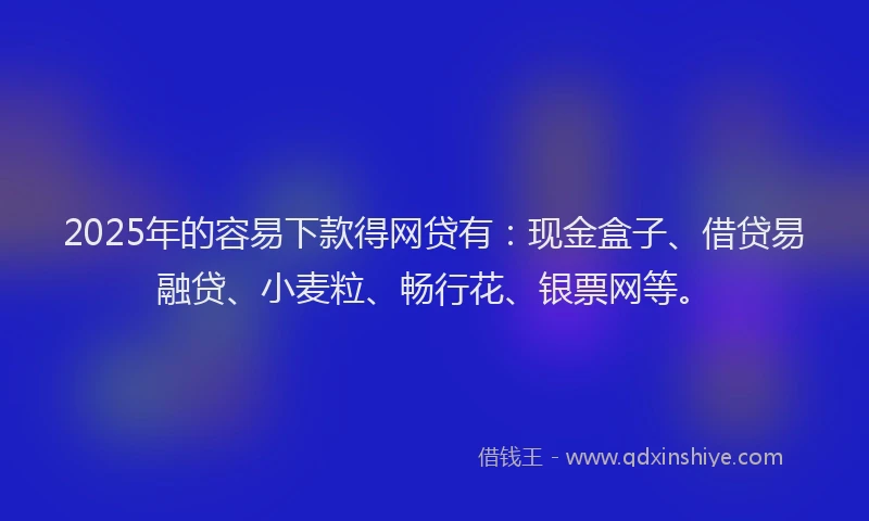 2025年的容易下款得网贷有：现金盒子、借贷易融贷、小麦粒、畅行花、银票网等。