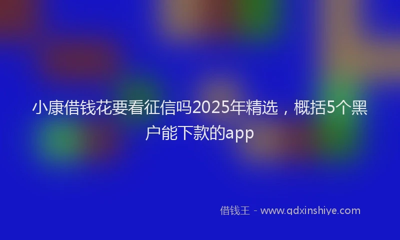 小康借钱花要看征信吗2025年精选，概括5个黑户能下款的app