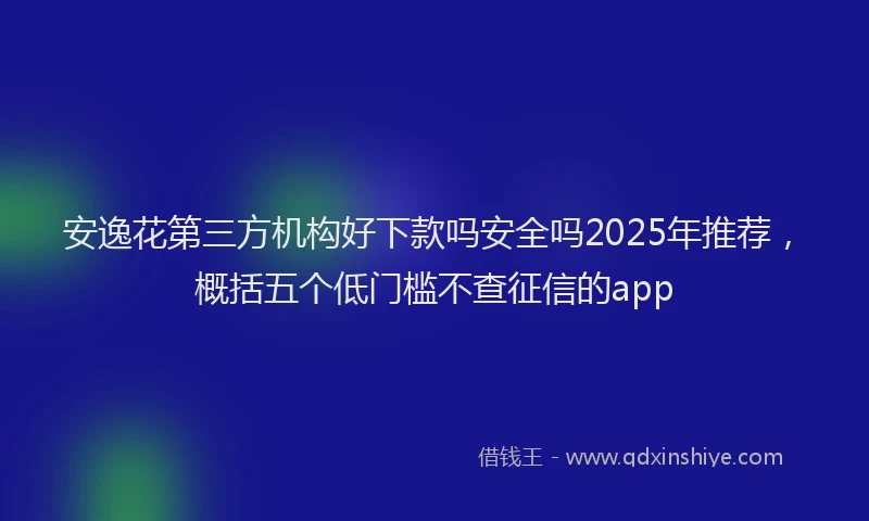 安逸花第三方机构好下款吗安全吗2025年推荐，概括五个低门槛不查征信的app