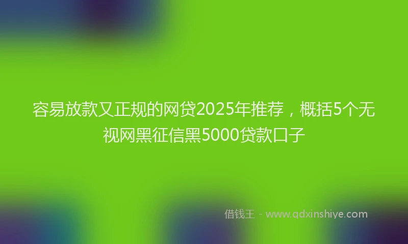 容易放款又正规的网贷2025年推荐，概括5个无视网黑征信黑5000贷款口子