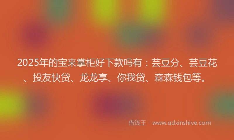 2025年的宝来掌柜好下款吗有：芸豆分、芸豆花、投友快贷、龙龙享、你我贷、森森钱包等。