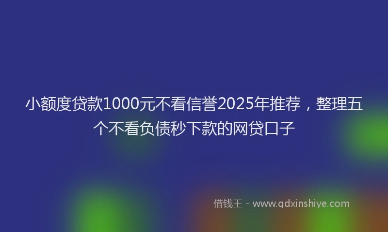 小额度贷款1000元不看信誉2025年推荐，整理五个不看负债秒下款的网贷口子