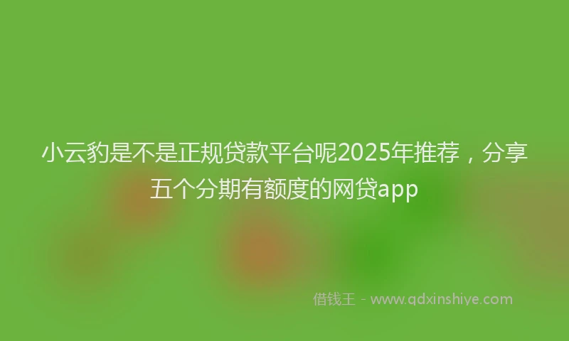 小云豹是不是正规贷款平台呢2025年推荐，分享五个分期有额度的网贷app