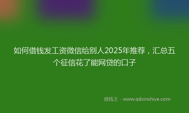 如何借钱发工资微信给别人2025年推荐，汇总五个征信花了能网贷的口子