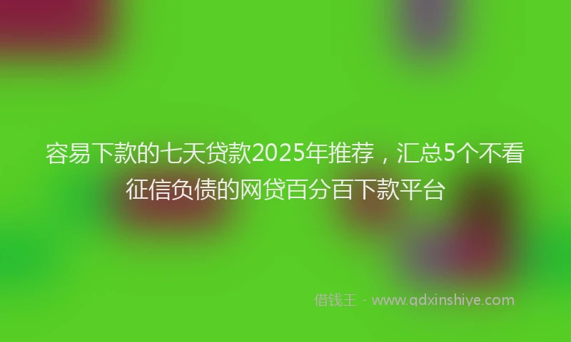 容易下款的七天贷款2025年推荐，汇总5个不看征信负债的网贷百分百下款平台