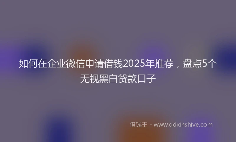 如何在企业微信申请借钱2025年推荐，盘点5个无视黑白贷款口子