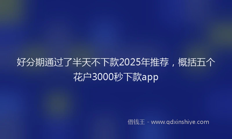 好分期通过了半天不下款2025年推荐，概括五个花户3000秒下款app