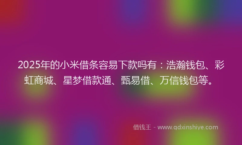 2025年的小米借条容易下款吗有：浩瀚钱包、彩虹商城、星梦借款通、甄易借、万信钱包等。
