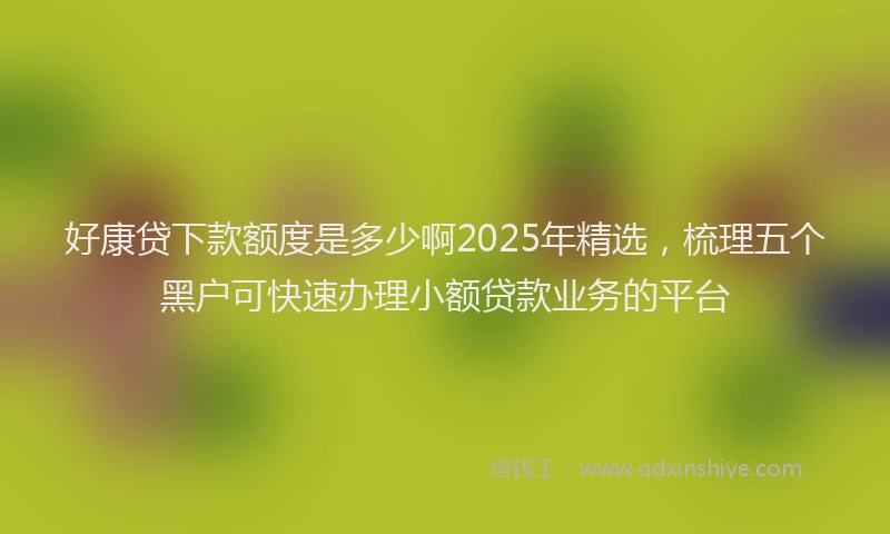 好康贷下款额度是多少啊2025年精选，梳理五个黑户可快速办理小额贷款业务的平台