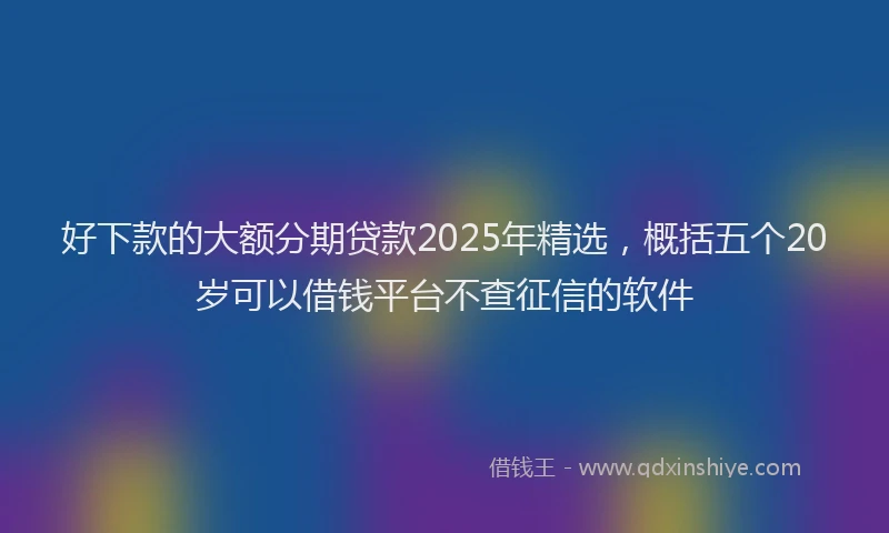 好下款的大额分期贷款2025年精选，概括五个20岁可以借钱平台不查征信的软件