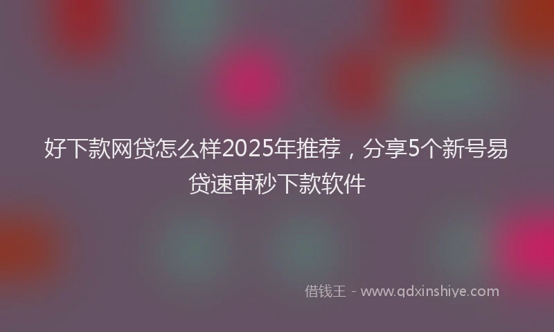 好下款网贷怎么样2025年推荐，分享5个新号易贷速审秒下款软件