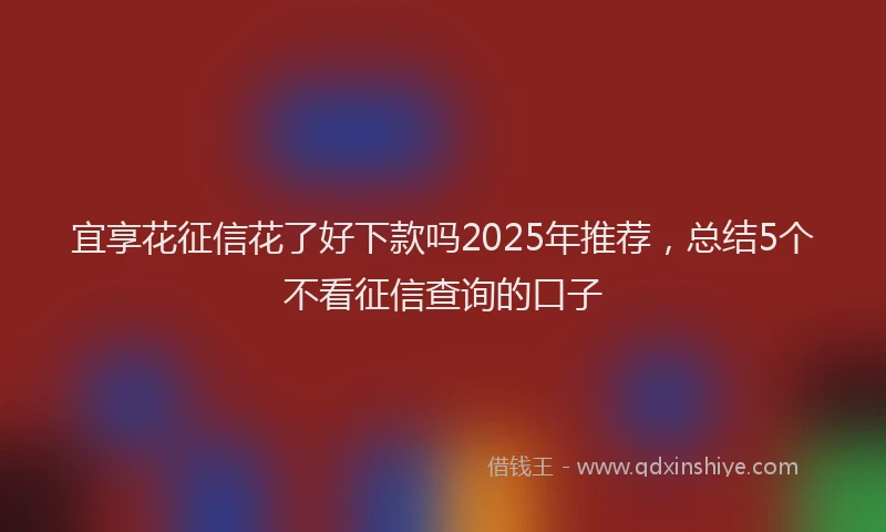 宜享花征信花了好下款吗2025年推荐，总结5个不看征信查询的口子