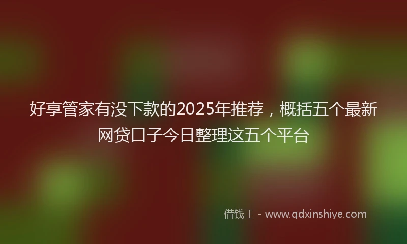 好享管家有没下款的2025年推荐，概括五个最新网贷口子今日整理这五个平台