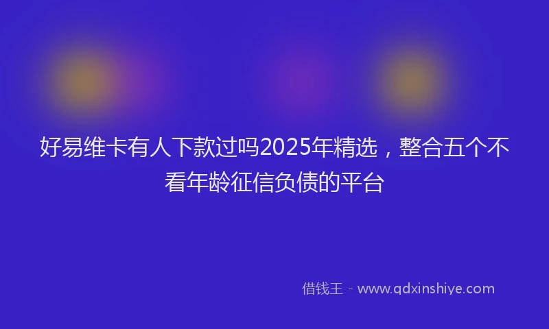 好易维卡有人下款过吗2025年精选，整合五个不看年龄征信负债的平台