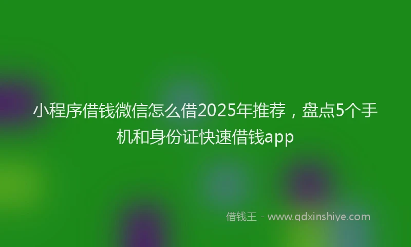 小程序借钱微信怎么借2025年推荐,盘点5个手机和身份证快速借钱app
