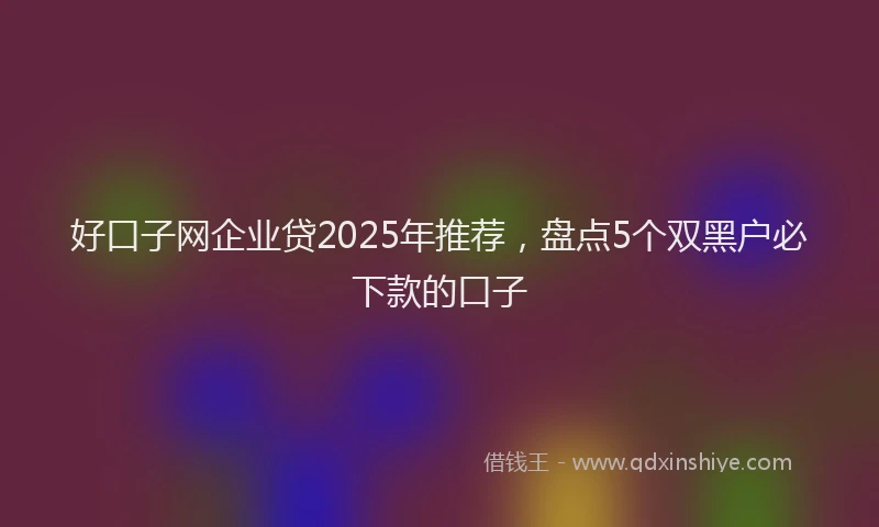 好口子网企业贷2025年推荐，盘点5个双黑户必下款的口子