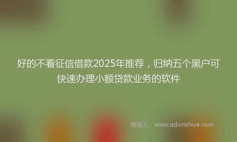 好的不看征信借款2025年推荐，归纳五个黑户可快速办理小额贷款业务的软件
