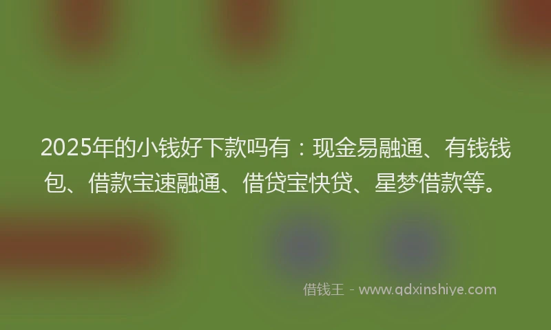 2025年的小钱好下款吗有：现金易融通、有钱钱包、借款宝速融通、借贷宝快贷、星梦借款等。