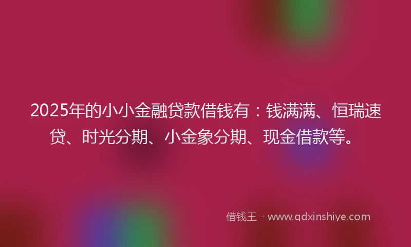 2025年的小小金融贷款借钱有：钱满满、恒瑞速贷、时光分期、小金象分期、现金借款等。