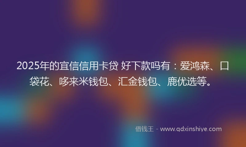 2025年的宜信信用卡贷 好下款吗有：爱鸿森、口袋花、哆来米钱包、汇金钱包、鹿优选等。