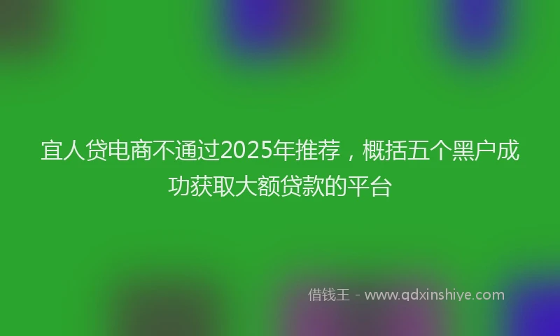 宜人贷电商不通过2025年推荐，概括五个黑户成功获取大额贷款的平台
