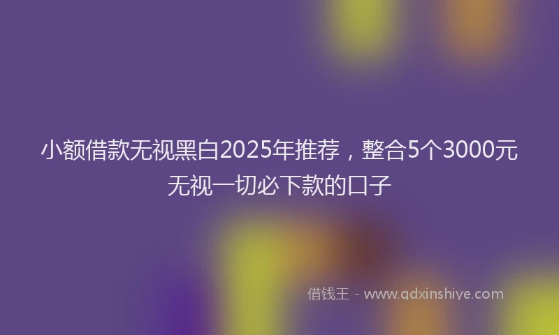 小额借款无视黑白2025年推荐，整合5个3000元无视一切必下款的口子
