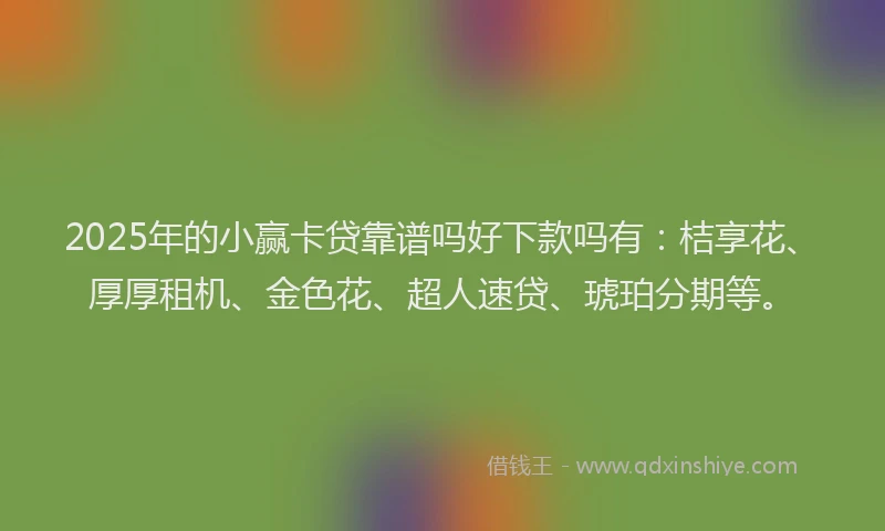 2025年的小赢卡贷靠谱吗好下款吗有：桔享花、厚厚租机、金色花、超人速贷、琥珀分期等。