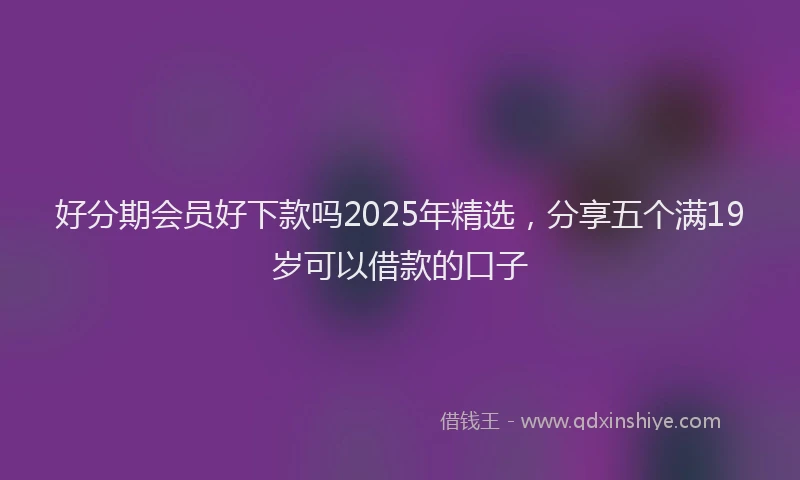 好分期会员好下款吗2025年精选，分享五个满19岁可以借款的口子