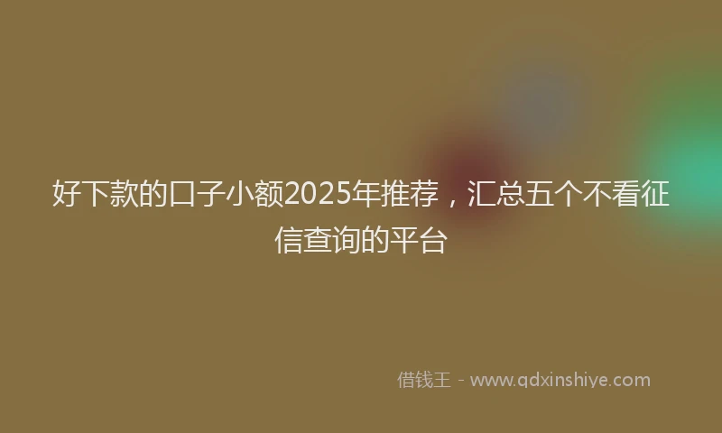 好下款的口子小额2025年推荐，汇总五个不看征信查询的平台