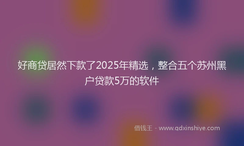 好商贷居然下款了2025年精选，整合五个苏州黑户贷款5万的软件