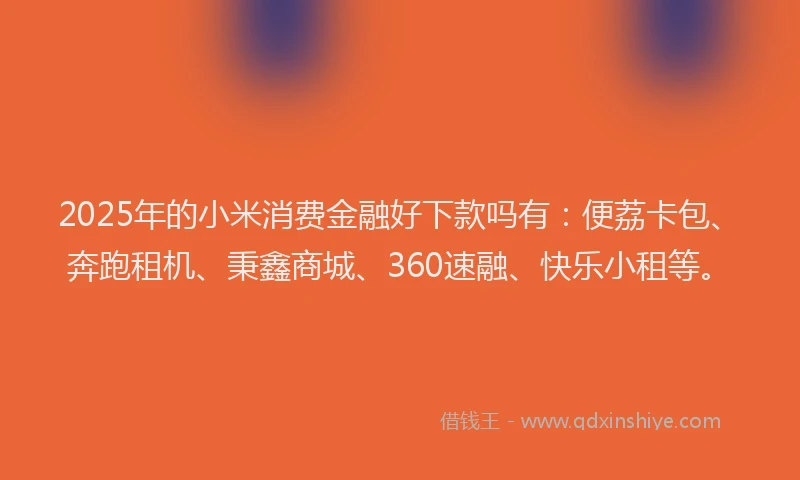 2025年的小米消费金融好下款吗有：便荔卡包、奔跑租机、秉鑫商城、360速融、快乐小租等。