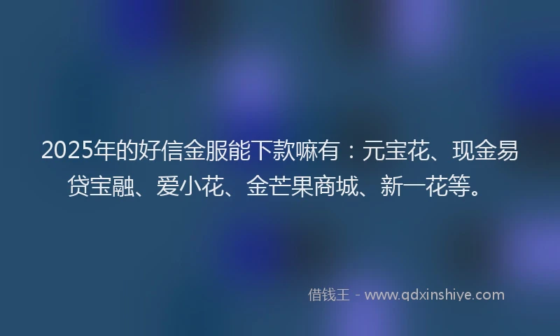 2025年的好信金服能下款嘛有：元宝花、现金易贷宝融、爱小花、金芒果商城、新一花等。