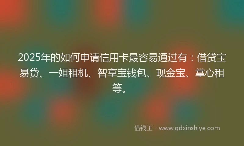 2025年的如何申请信用卡最容易通过有：借贷宝易贷、一姐租机、智享宝钱包、现金宝、掌心租等。