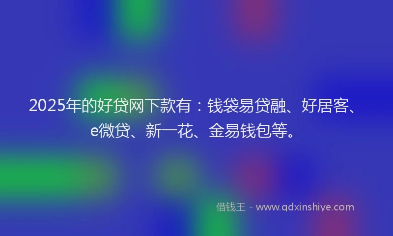 2025年的好贷网下款有：钱袋易贷融、好居客、e微贷、新一花、金易钱包等。
