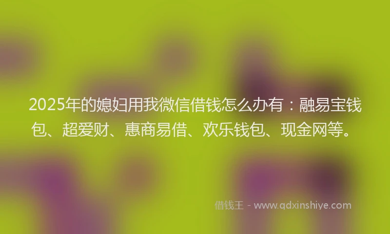2025年的媳妇用我微信借钱怎么办有：融易宝钱包、超爱财、惠商易借、欢乐钱包、现金网等。