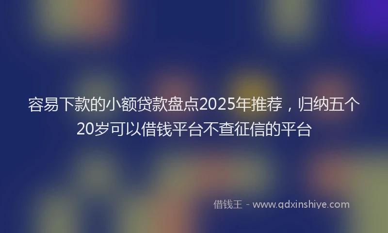 容易下款的小额贷款盘点2025年推荐，归纳五个20岁可以借钱平台不查征信的平台